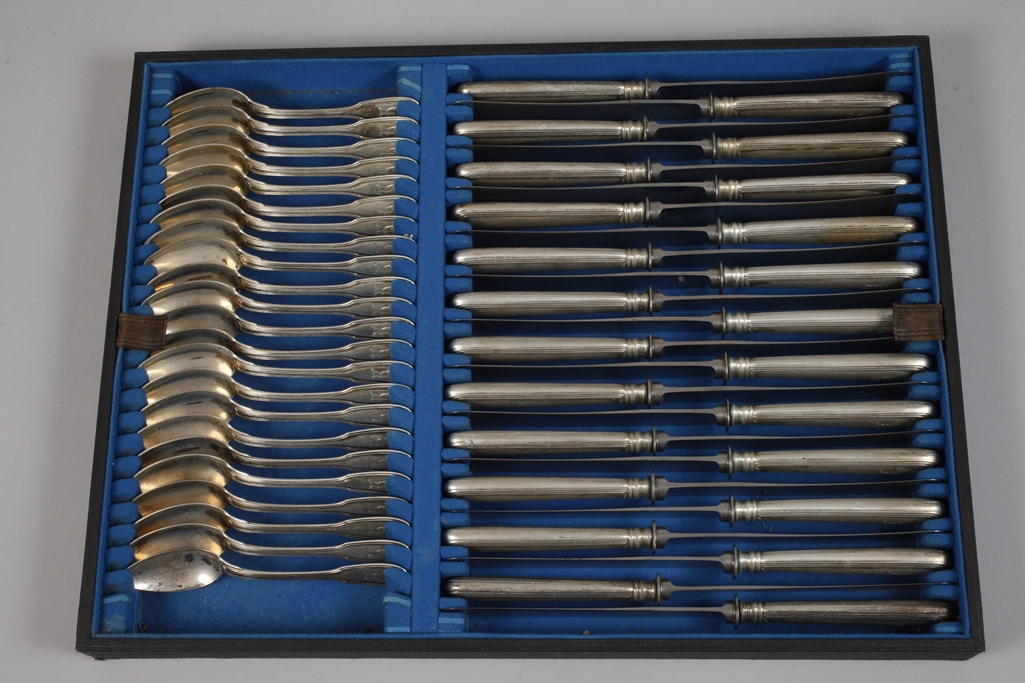 Silver oversized cutlery set Augsburger Faden - Image 4 of 9