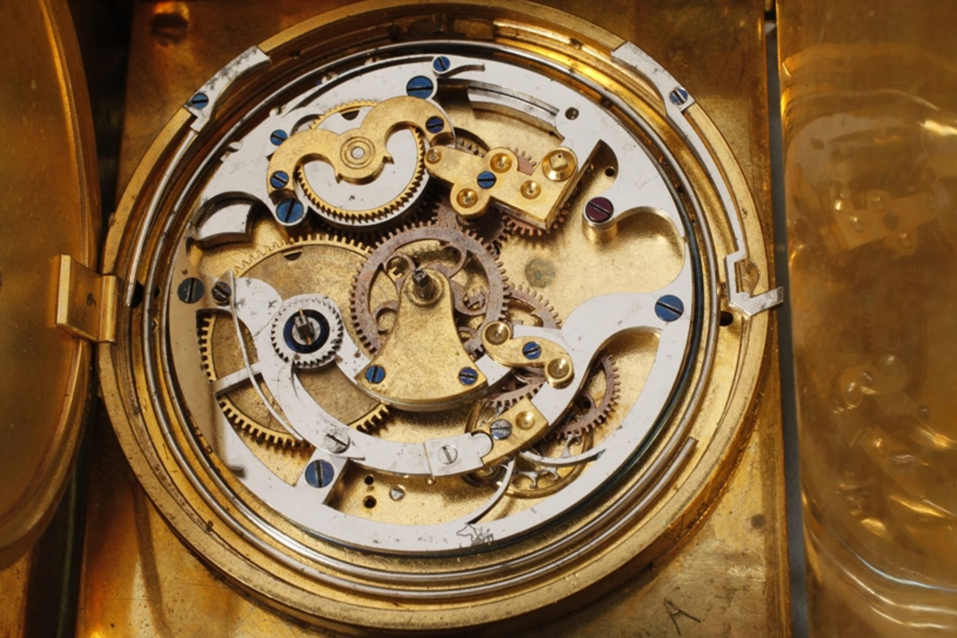 Skeletonised table clock Anton Heckel Vienna - Image 6 of 7