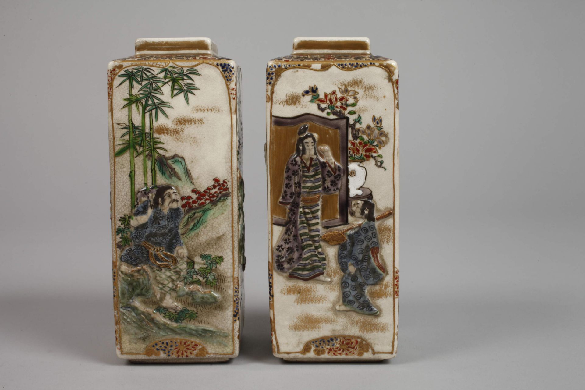 Pair of Satsuma vases - Image 2 of 7