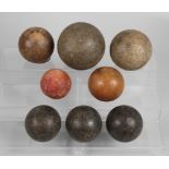 A collection of bocce balls