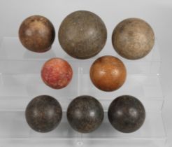 A collection of bocce balls