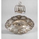 Silver openwork bowl and toast stand