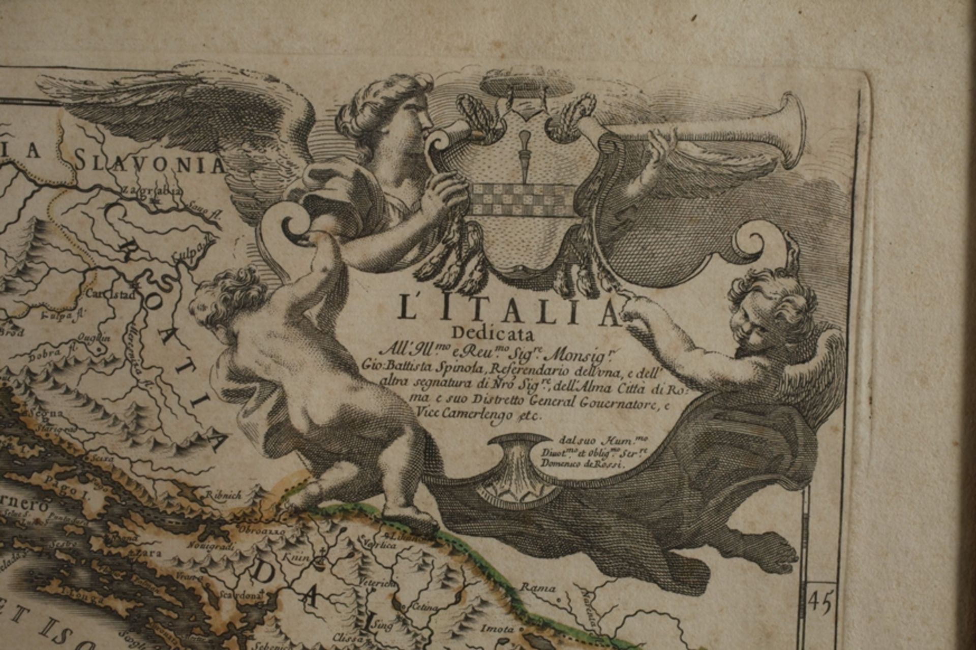 Giovanni de Rossi, copper engraving map of Italy - Image 3 of 5