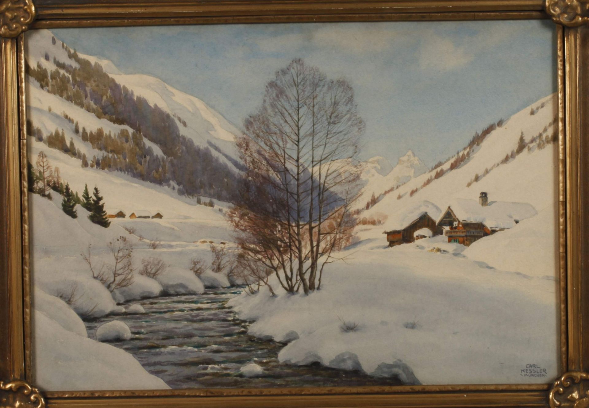 Carl Kessler, Verträumte alpine Winterpartie  - Bild 2 aus 8