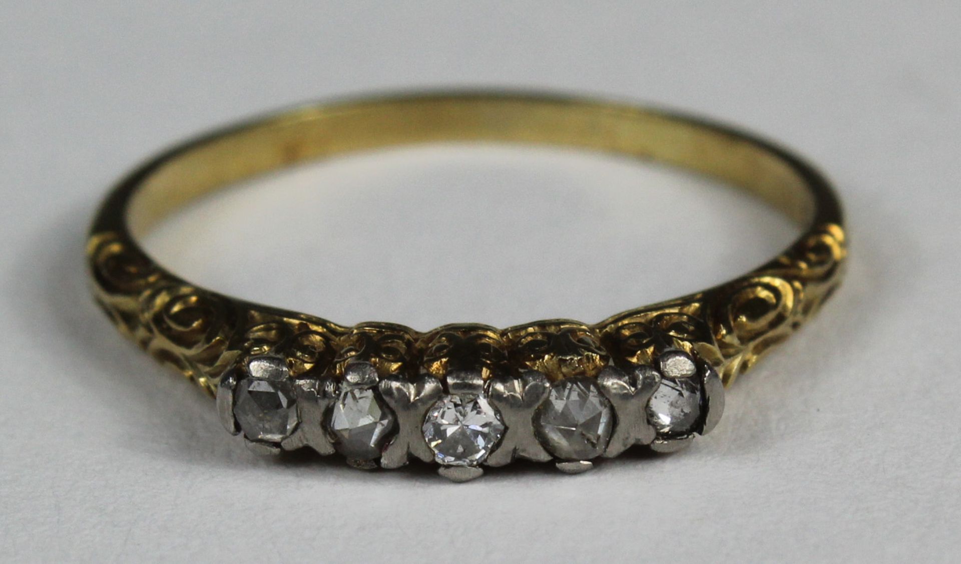 Historischer Diamantrosen-Ring. Gold 585. 18./19. Jahrhundert?