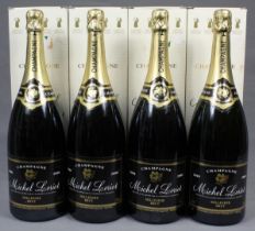 4 Magnumflaschen Champagne Millesime Brut Michel Loriot 2000.