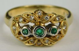 Smaragd-Diamant-Ring. Gold 585.