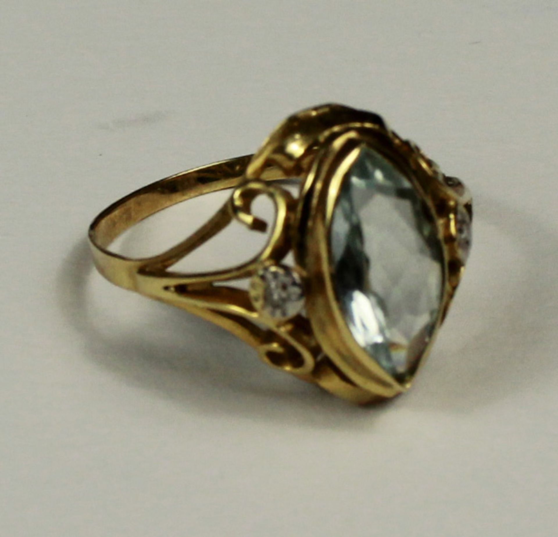 Ring. Gold 585. Aquamarin und 2 Diamanten. - Image 2 of 8