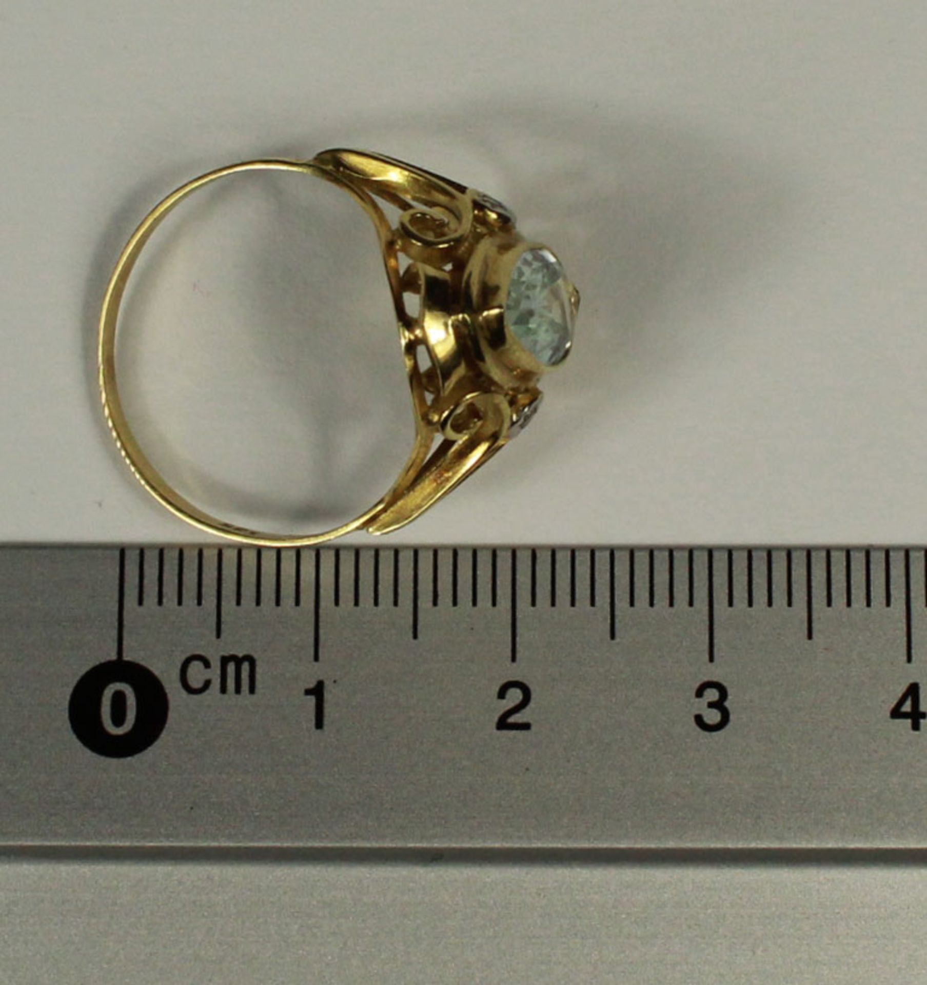 Ring. Gold 585. Aquamarin und 2 Diamanten. - Image 7 of 8