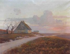 Frederik ENGELFELT (act.c.1900). 2 Katen in den Dünen mit Heide.