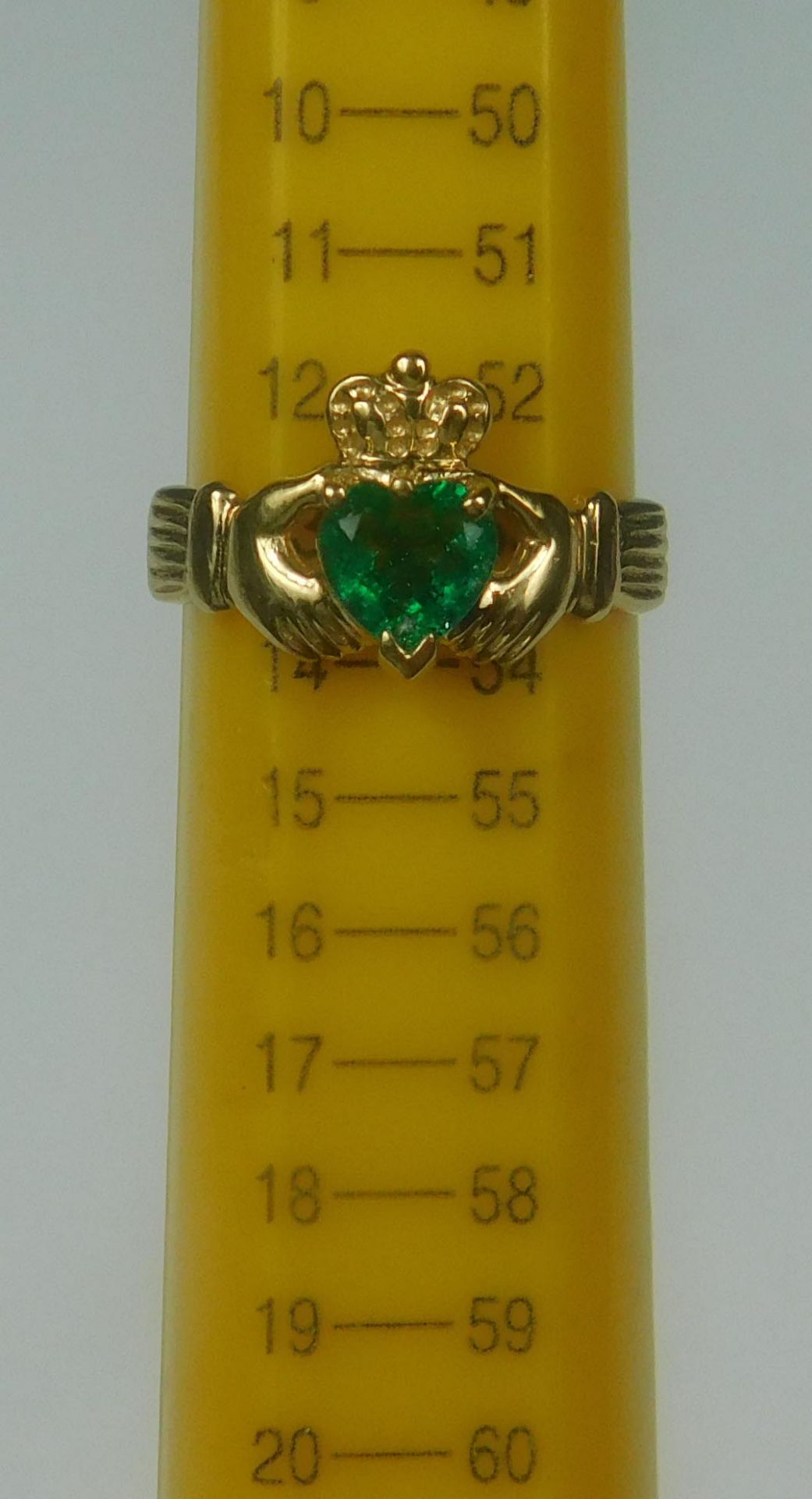 Gold emerald Claddagh Ring. Irischer Hochzeitsring. Gold 585. Smaragd. - Image 5 of 8