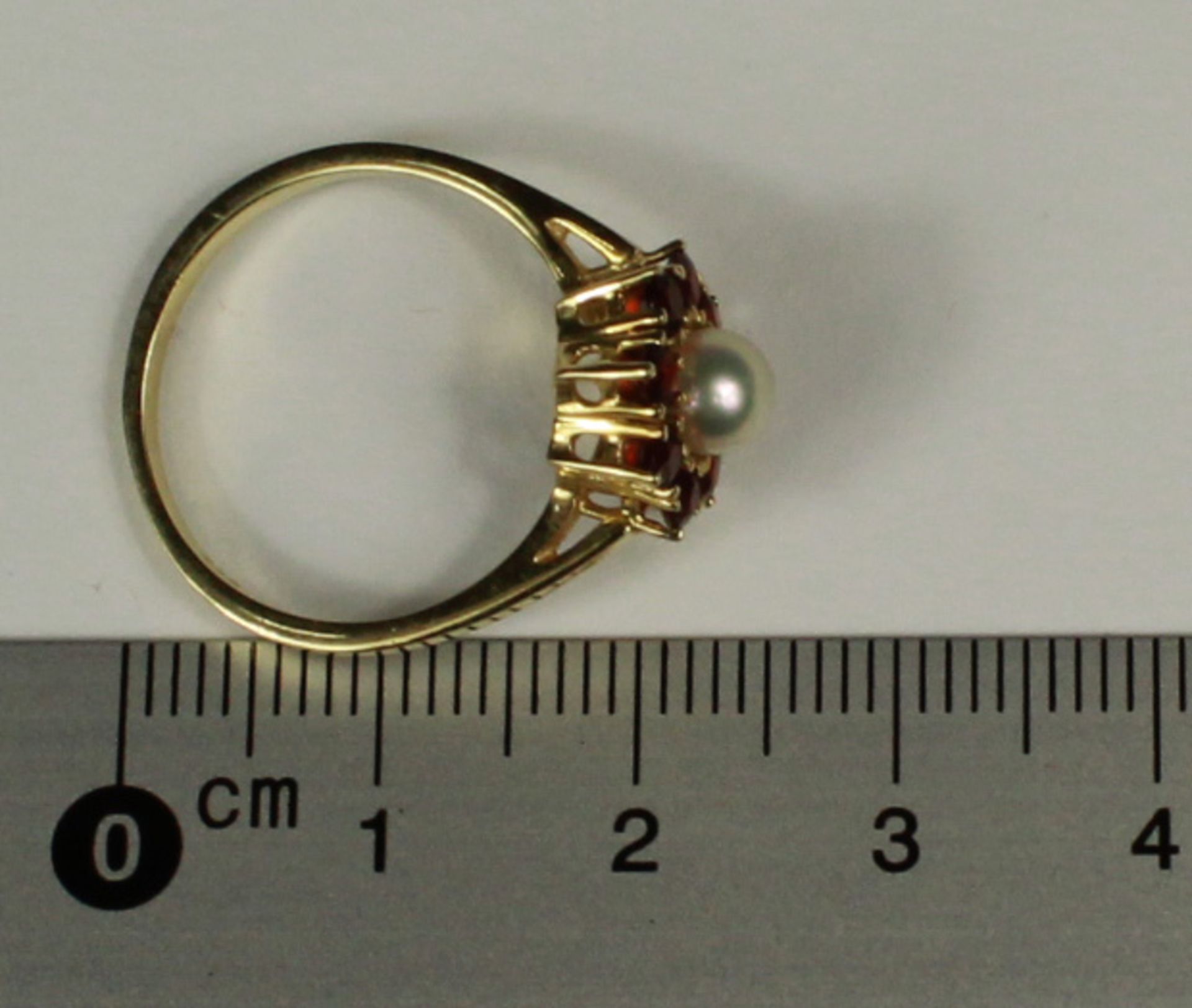 Ring. Gold 585 mit Granaten und Zuchtperle. - Image 9 of 12