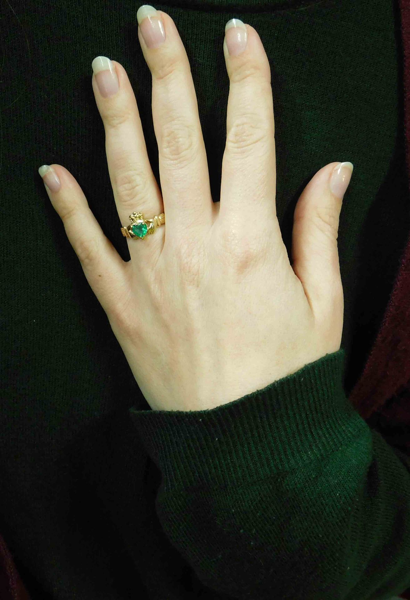 Gold emerald Claddagh Ring. Irischer Hochzeitsring. Gold 585. Smaragd. - Image 4 of 8
