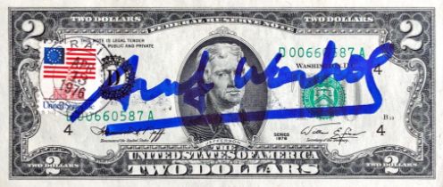 Andy WARHOL (1928 - 1987). Blue Acrylic Felt Handwritten Signature