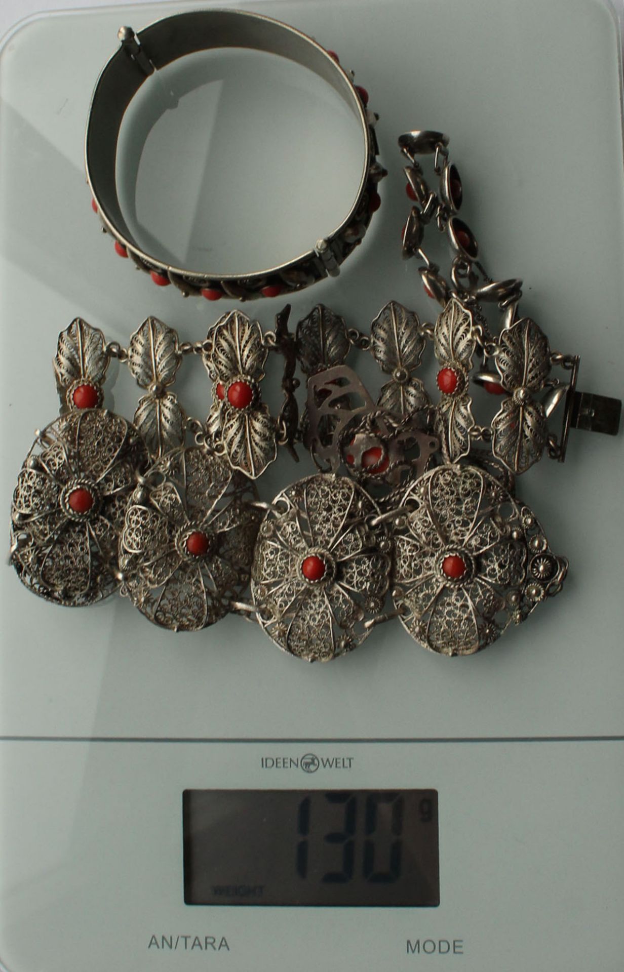 Silberschmuck mit echter Koralle. - Image 11 of 11