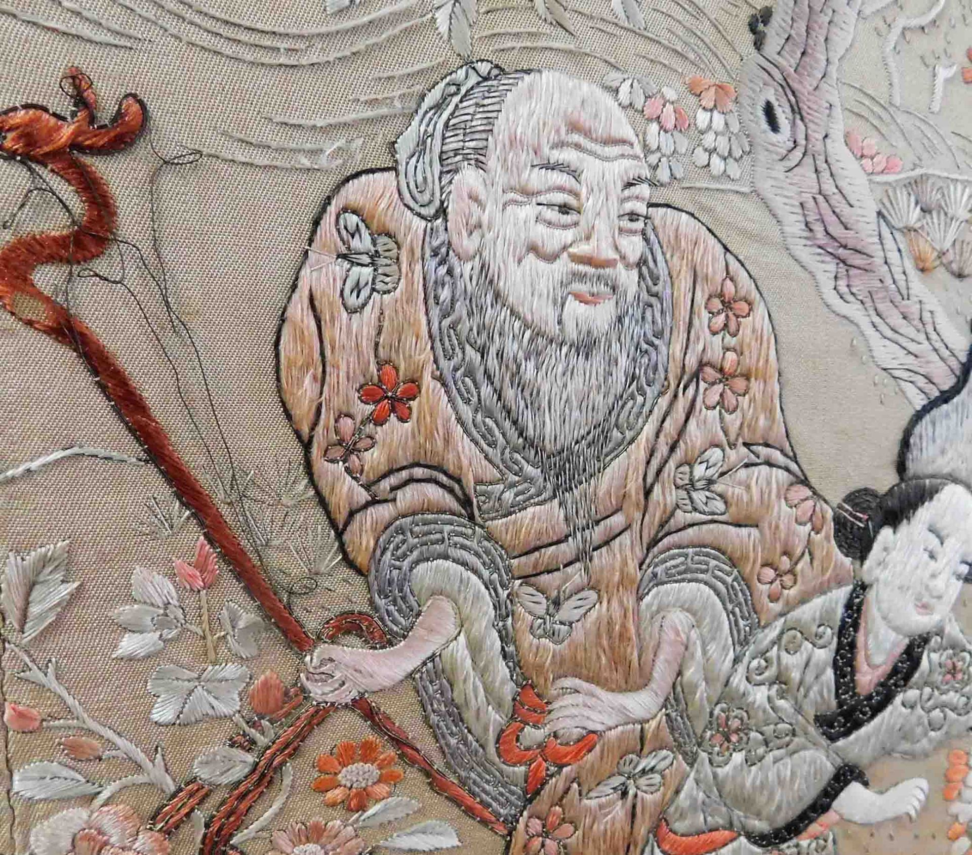 Große Stickerei China Seide. - Image 8 of 12