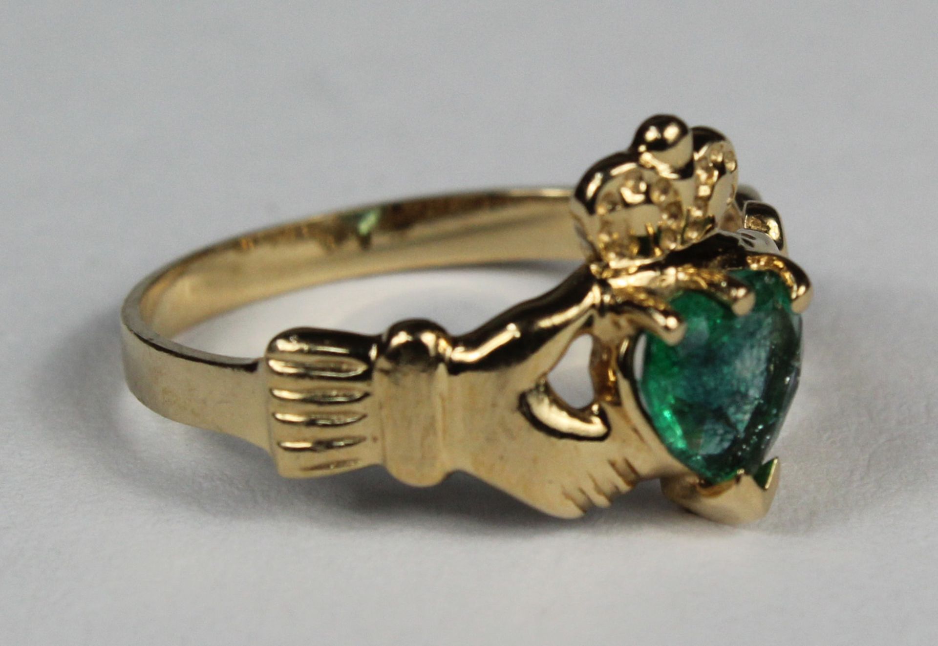 Gold emerald Claddagh Ring. Irischer Hochzeitsring. Gold 585. Smaragd. - Image 2 of 8
