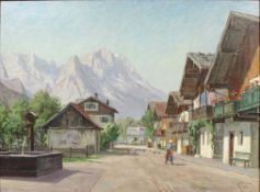 Erwin KETTEMANN (1897 - 1971). Blick von Garmisch-Partenkirchen auf die Zugspitze.