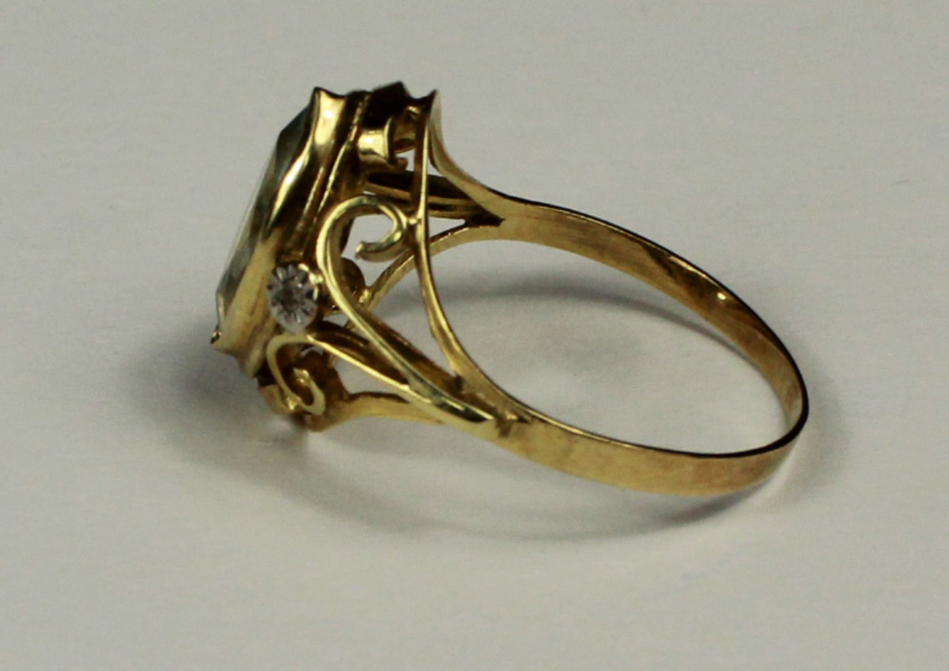Ring. Gold 585. Aquamarin und 2 Diamanten. - Image 4 of 8