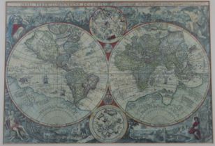 Johannes Baptista VRIENTS (1552 - 1610). Weltkarte. Dekorativer Nachdruck.