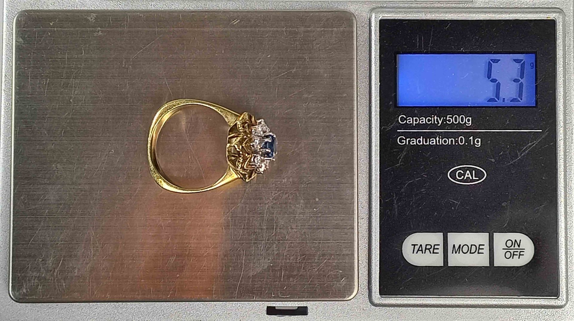 Ring. Gold 585. Saphir und 8 Brillanten. - Image 12 of 13