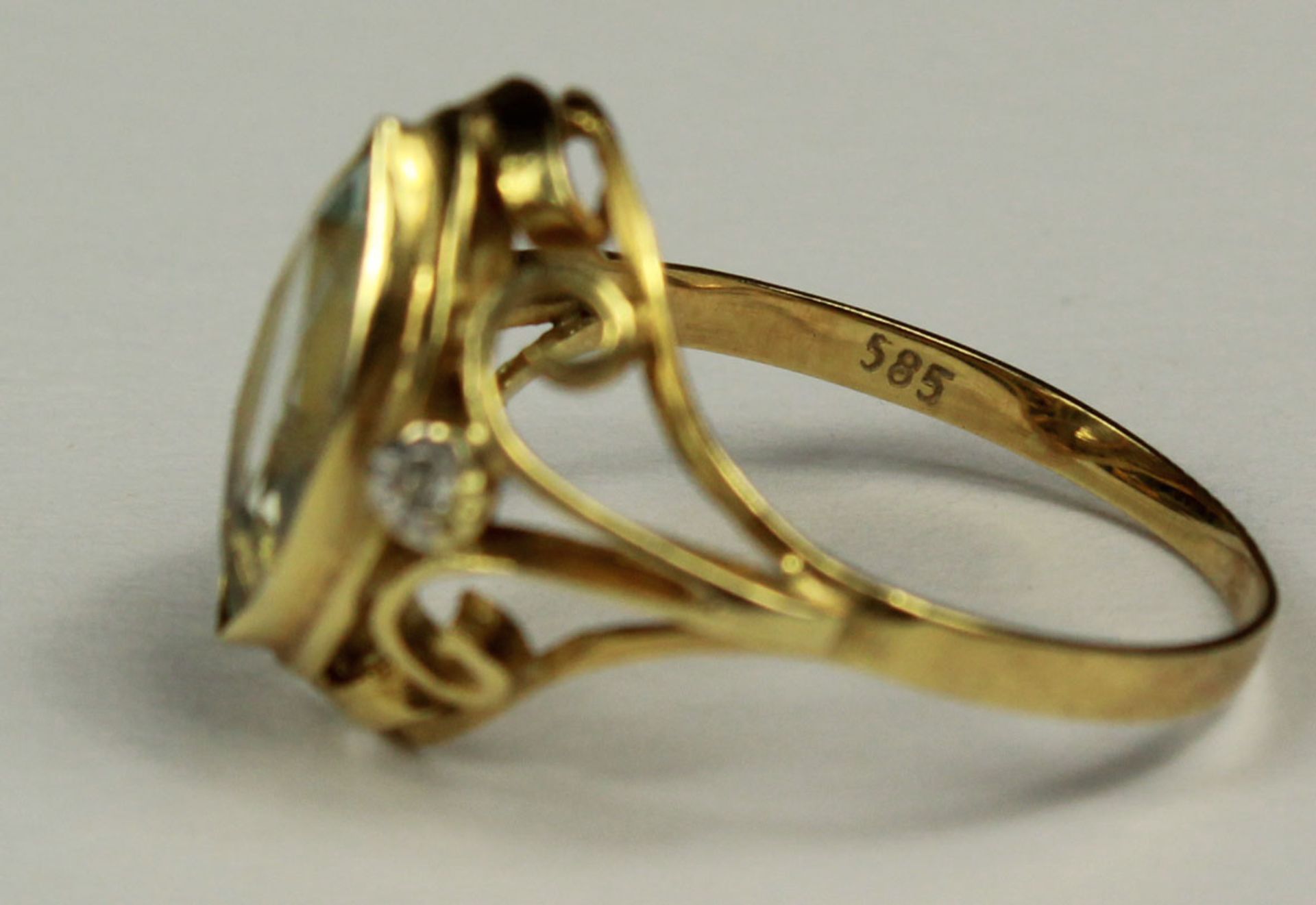 Ring. Gold 585. Aquamarin und 2 Diamanten. - Image 3 of 8