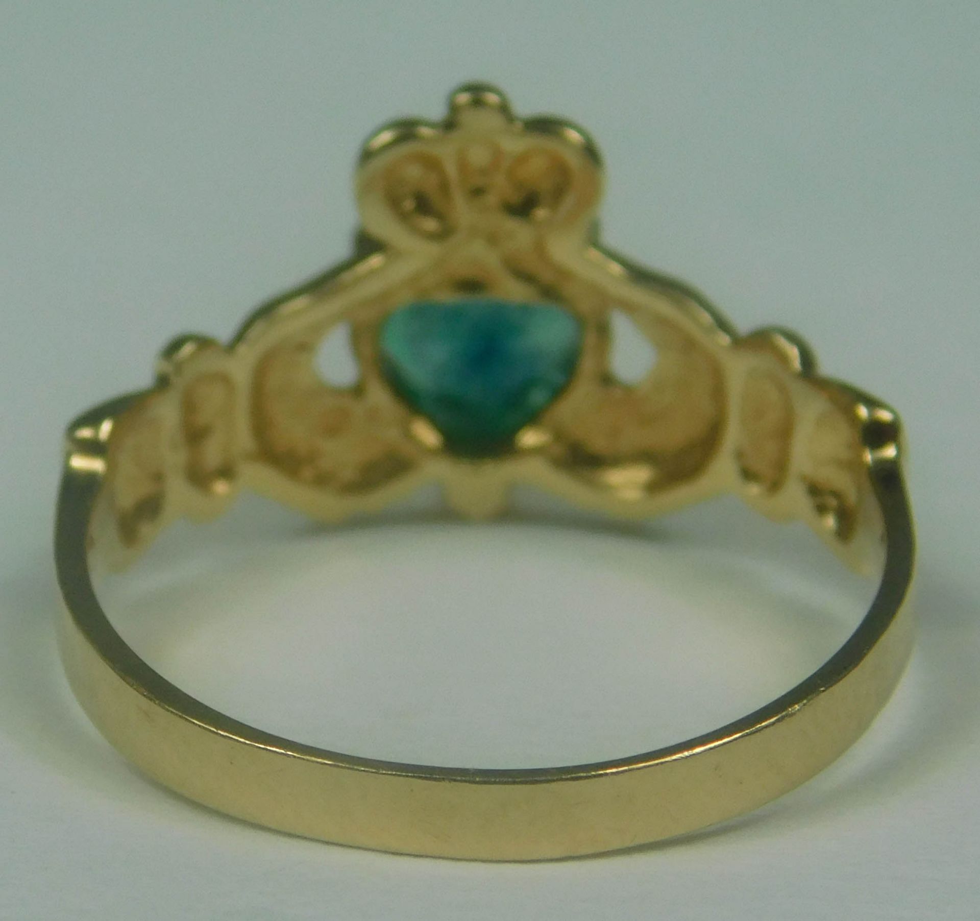 Gold emerald Claddagh Ring. Irischer Hochzeitsring. Gold 585. Smaragd. - Image 3 of 8