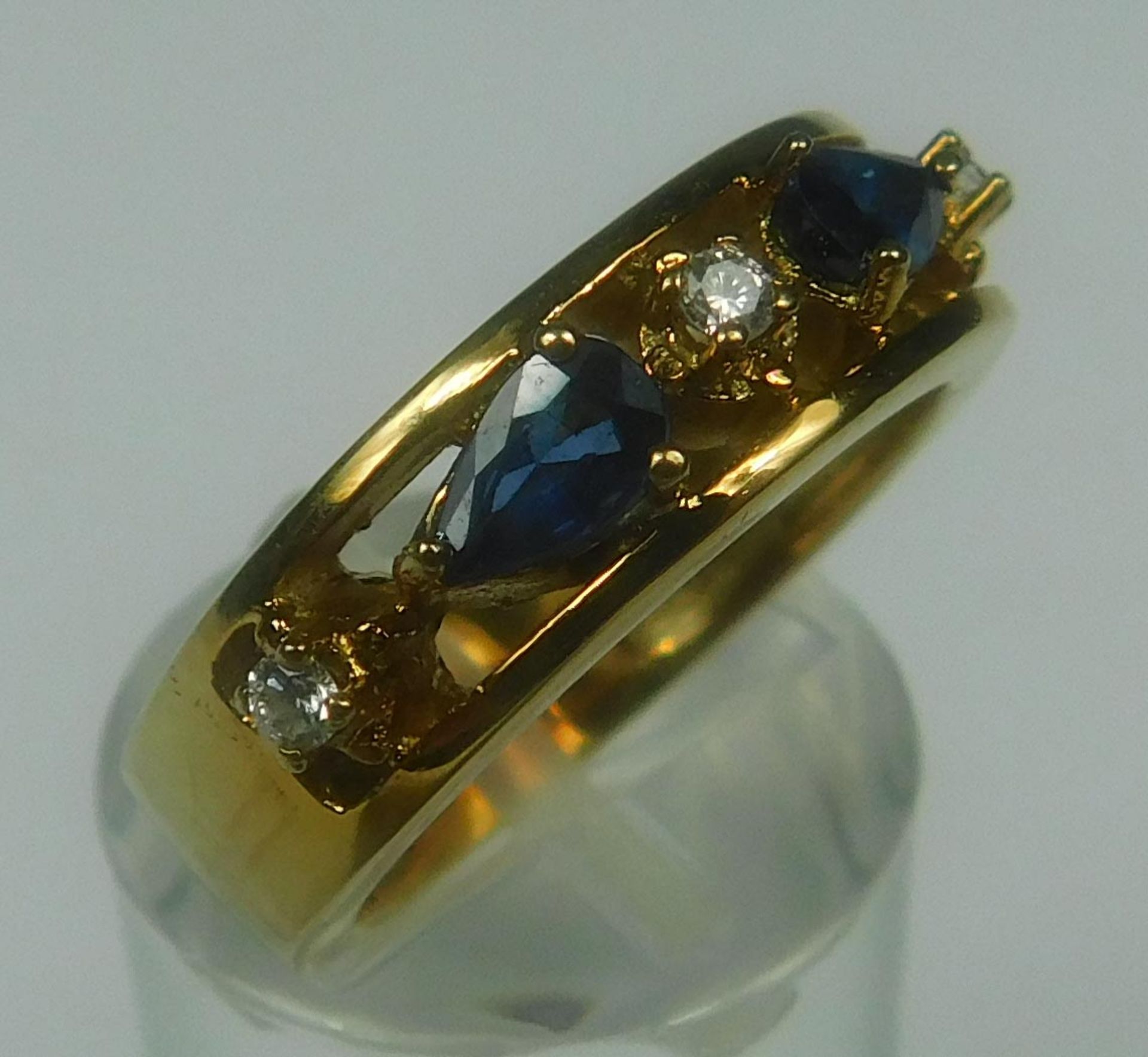 Doppel-Ring-Set. Gold 585. Diamanten und natürliche Saphire. - Image 8 of 13