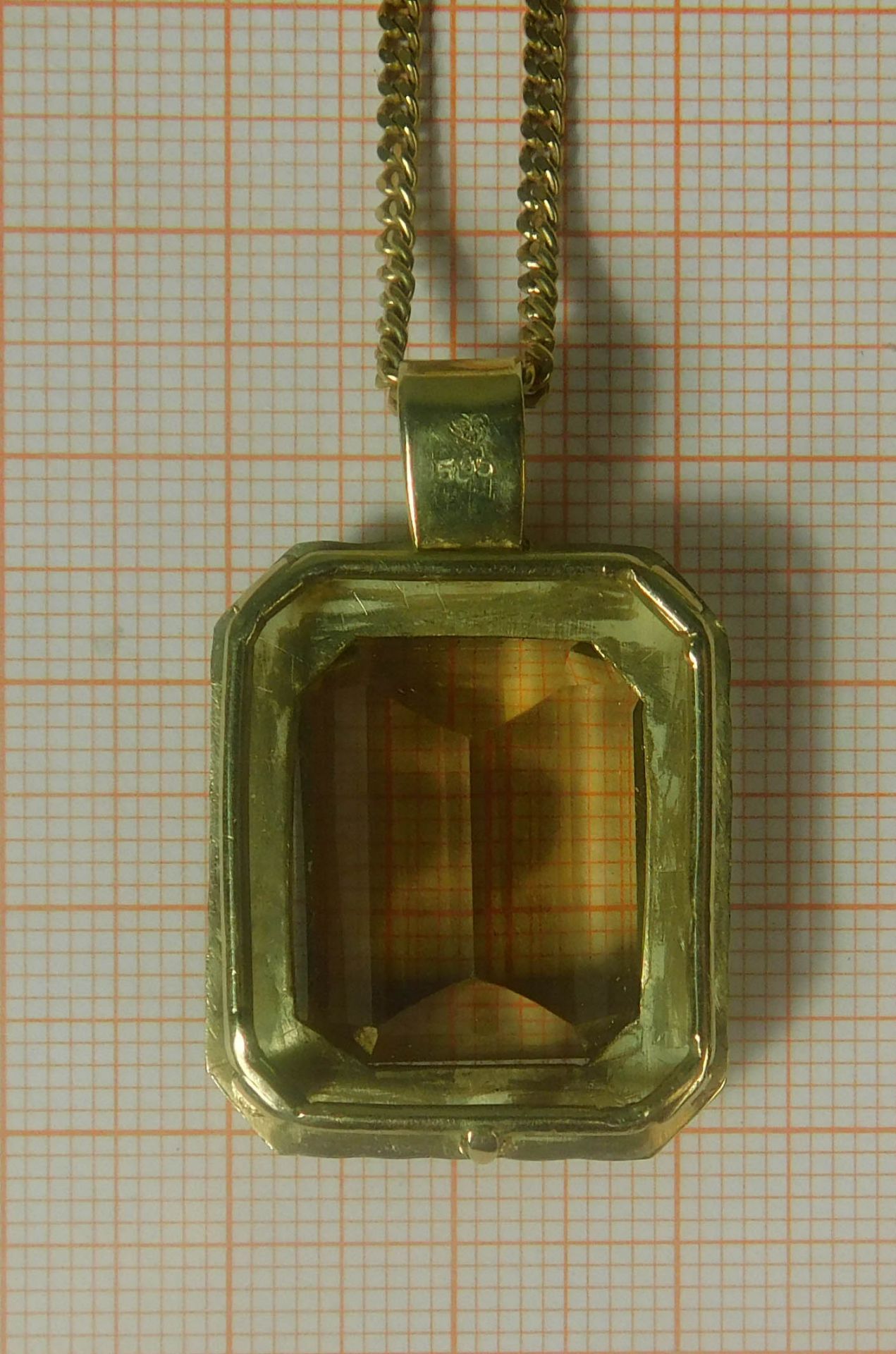Halskette mit Citrin Anhänger. Gold. - Image 9 of 10