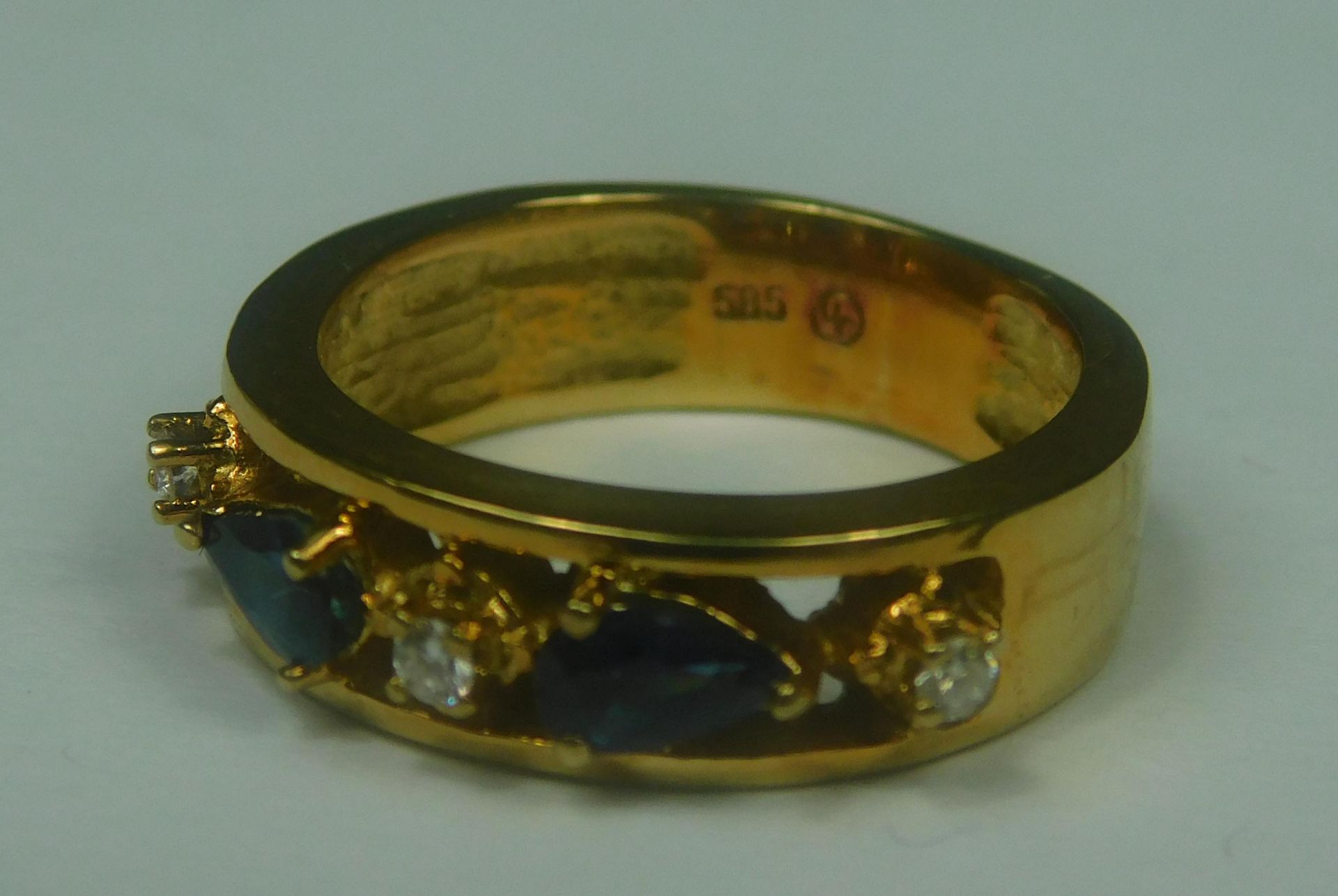 Doppel-Ring-Set. Gold 585. Diamanten und natürliche Saphire. - Image 9 of 13
