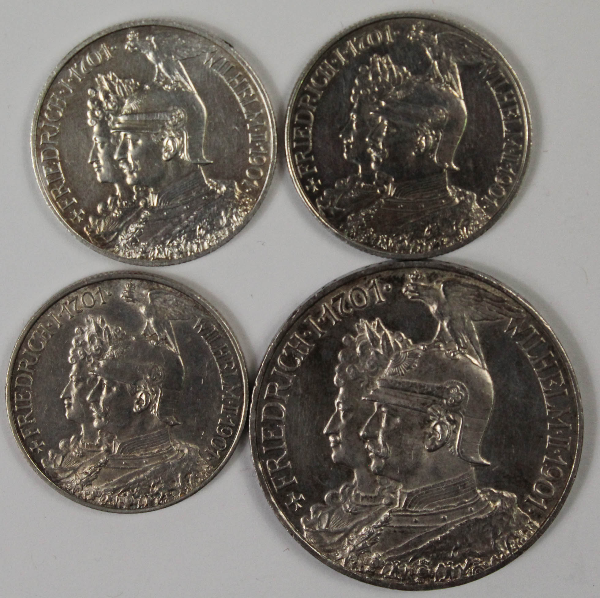 4 Silbermünzen. Deutsches Reich.