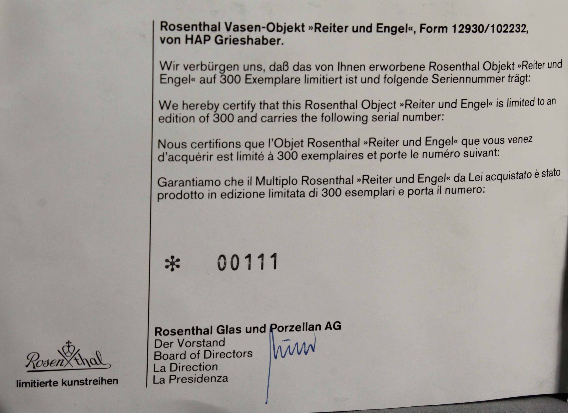 ROSENTHAL Vasenobjekt "Reiter und Engel" von HAP Grieshaber. 20. Jhd. - Image 10 of 10