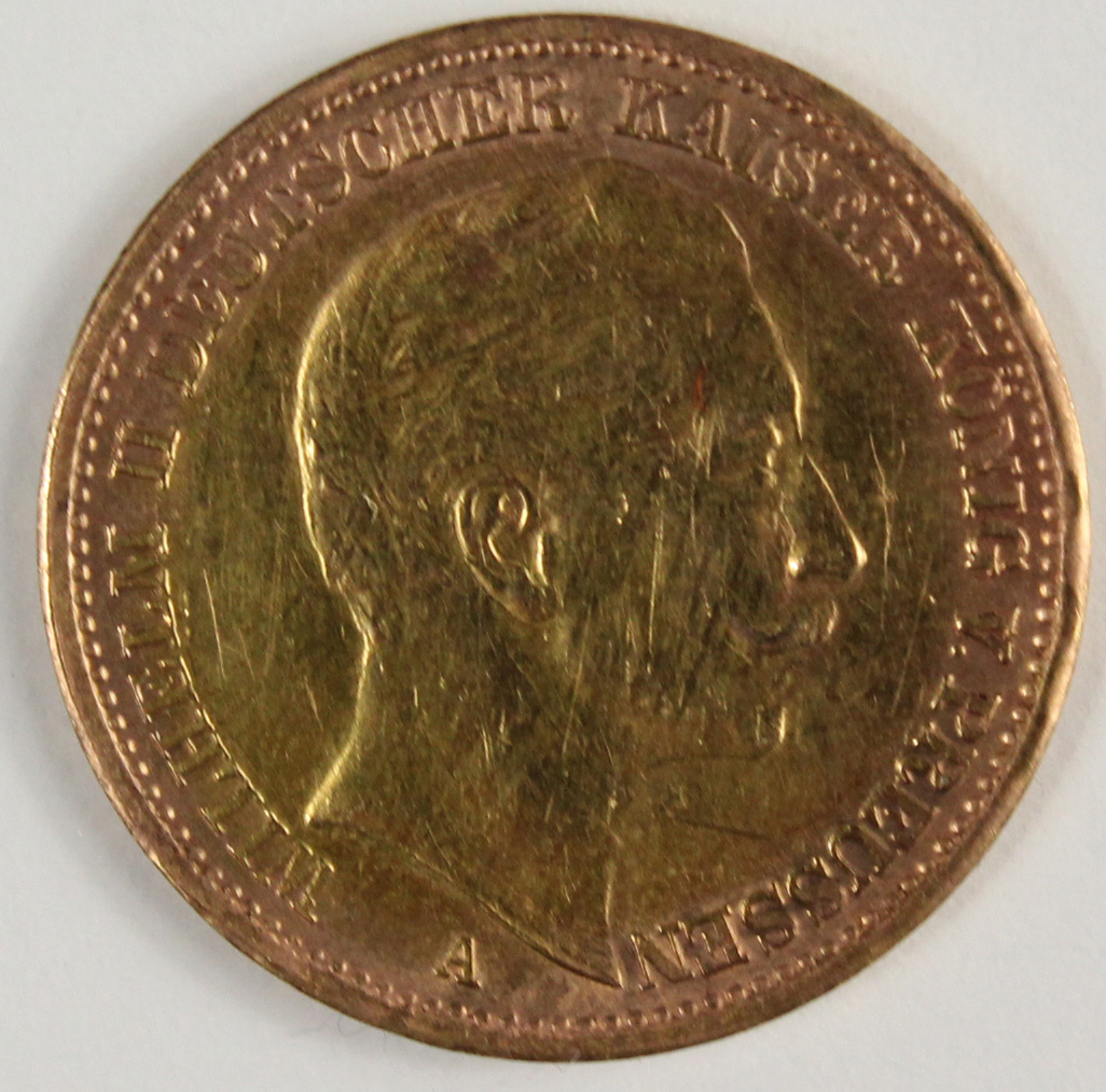 4 Goldmünzen. 20 Mark. Preußen. Wilhelm II. 1909. - Bild 6 aus 16