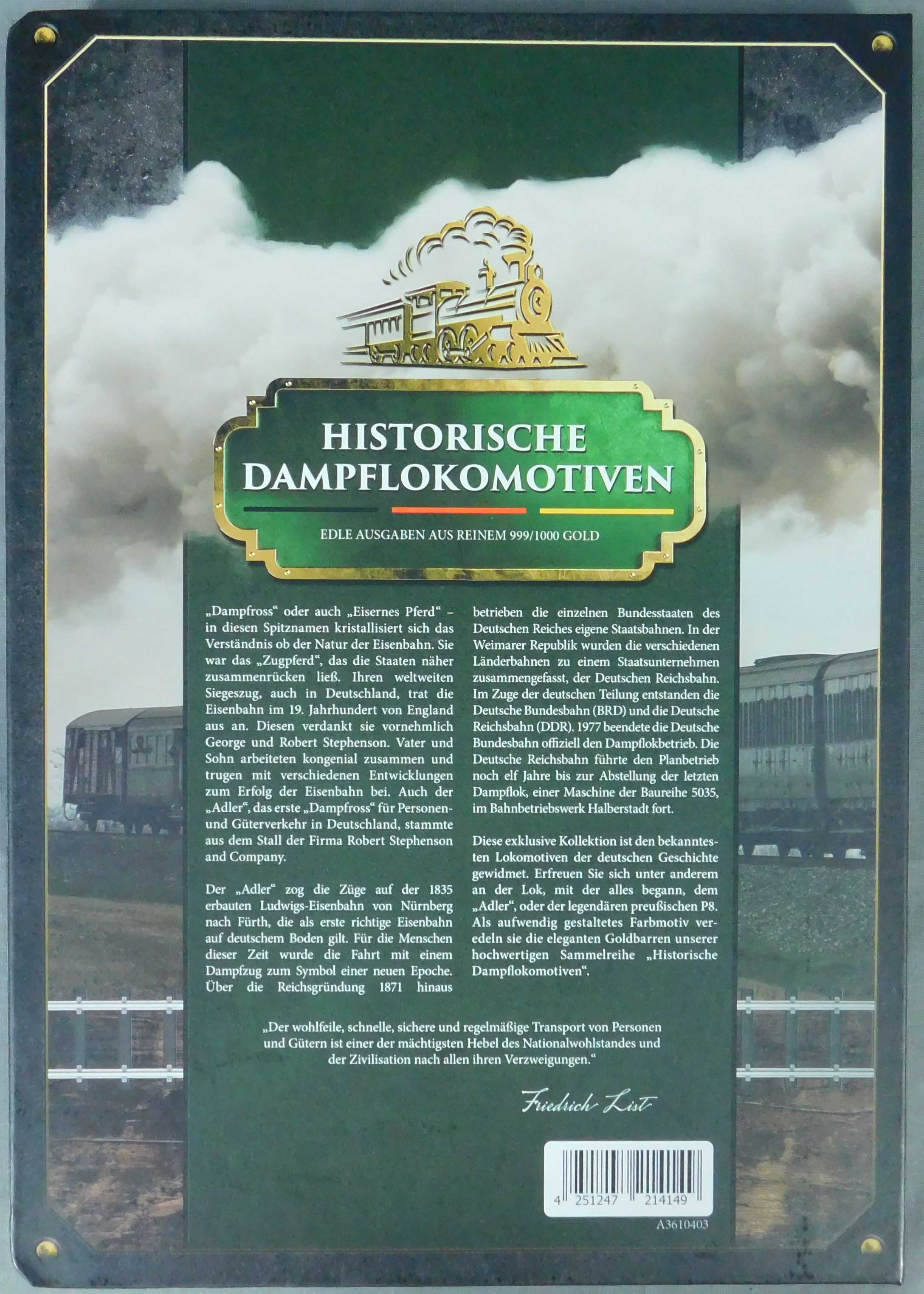 12 Goldbarren. "Historische Dampflokomotiven". - Bild 10 aus 11