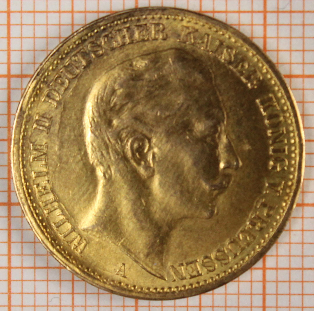 4 Goldmünzen. 20 Mark. Preußen. Wilhelm II. 1909. - Bild 14 aus 16