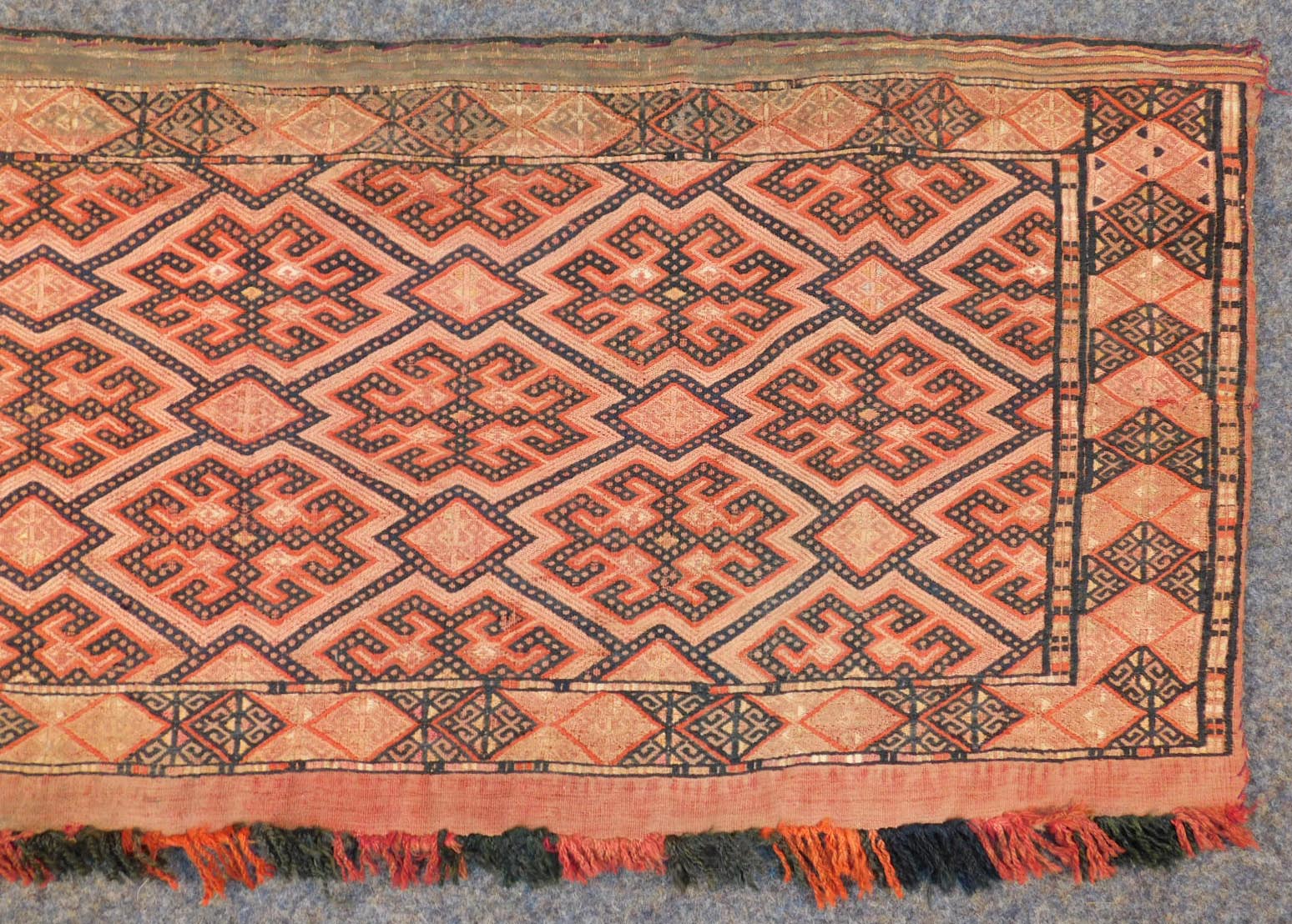 Reverse Sumak Torba. Stammesteppich. Antik. Turkmenen. - Image 3 of 8