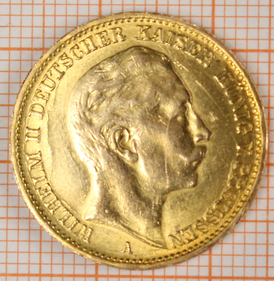 4 Goldmünzen. 20 Mark. Preußen. Wilhelm II. 1909. - Bild 5 aus 16