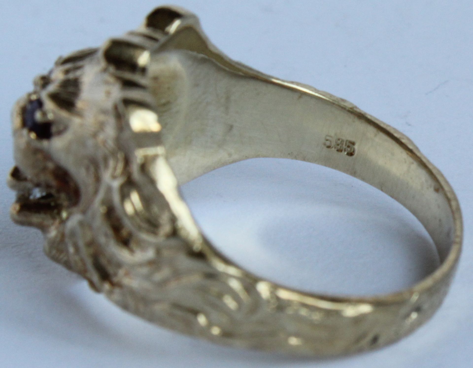Ring Gold gestempelt "585". Löwenkopf. - Image 5 of 8