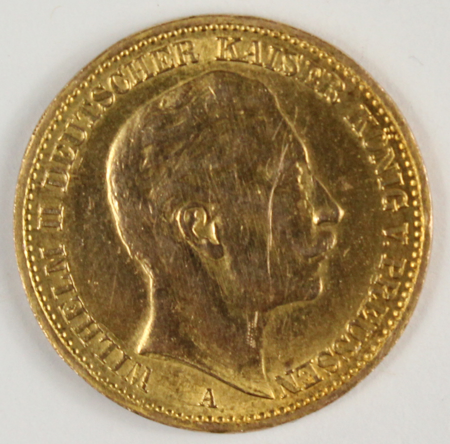 4 Goldmünzen. 20 Mark. Preußen. Wilhelm II. 1909. - Bild 3 aus 16