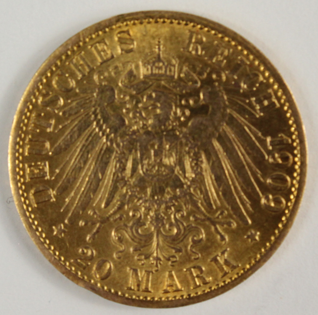 4 Goldmünzen. 20 Mark. Preußen. Wilhelm II. 1909. - Bild 10 aus 16