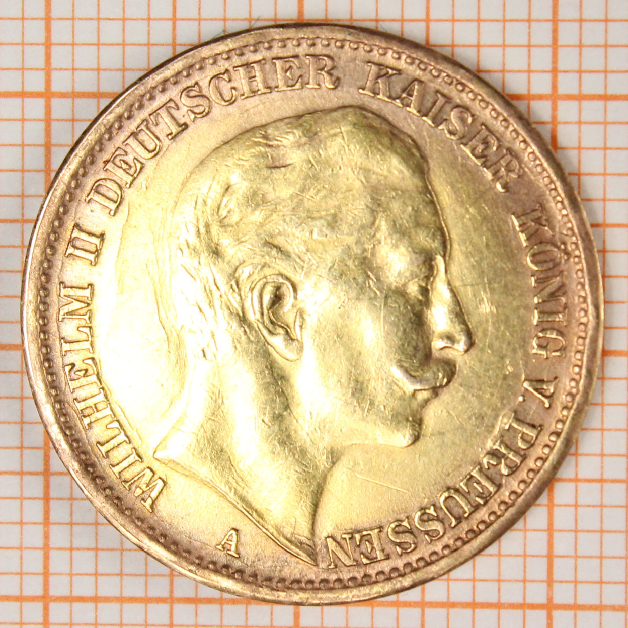 4 Goldmünzen. 20 Mark. Preußen. Wilhelm II. 1909. - Bild 8 aus 16