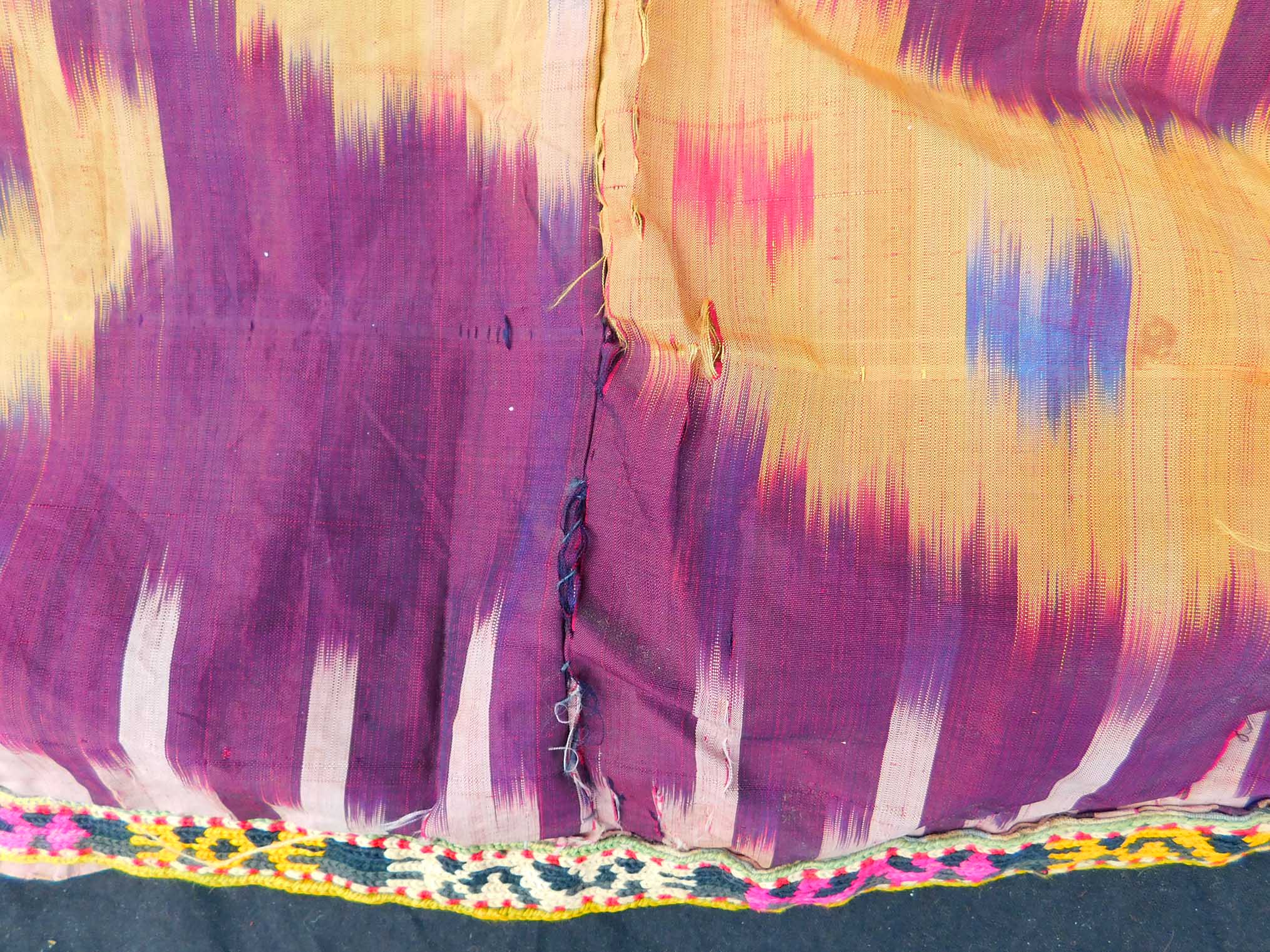 Uzbek Ikat Tschapan. Antik. - Image 9 of 12