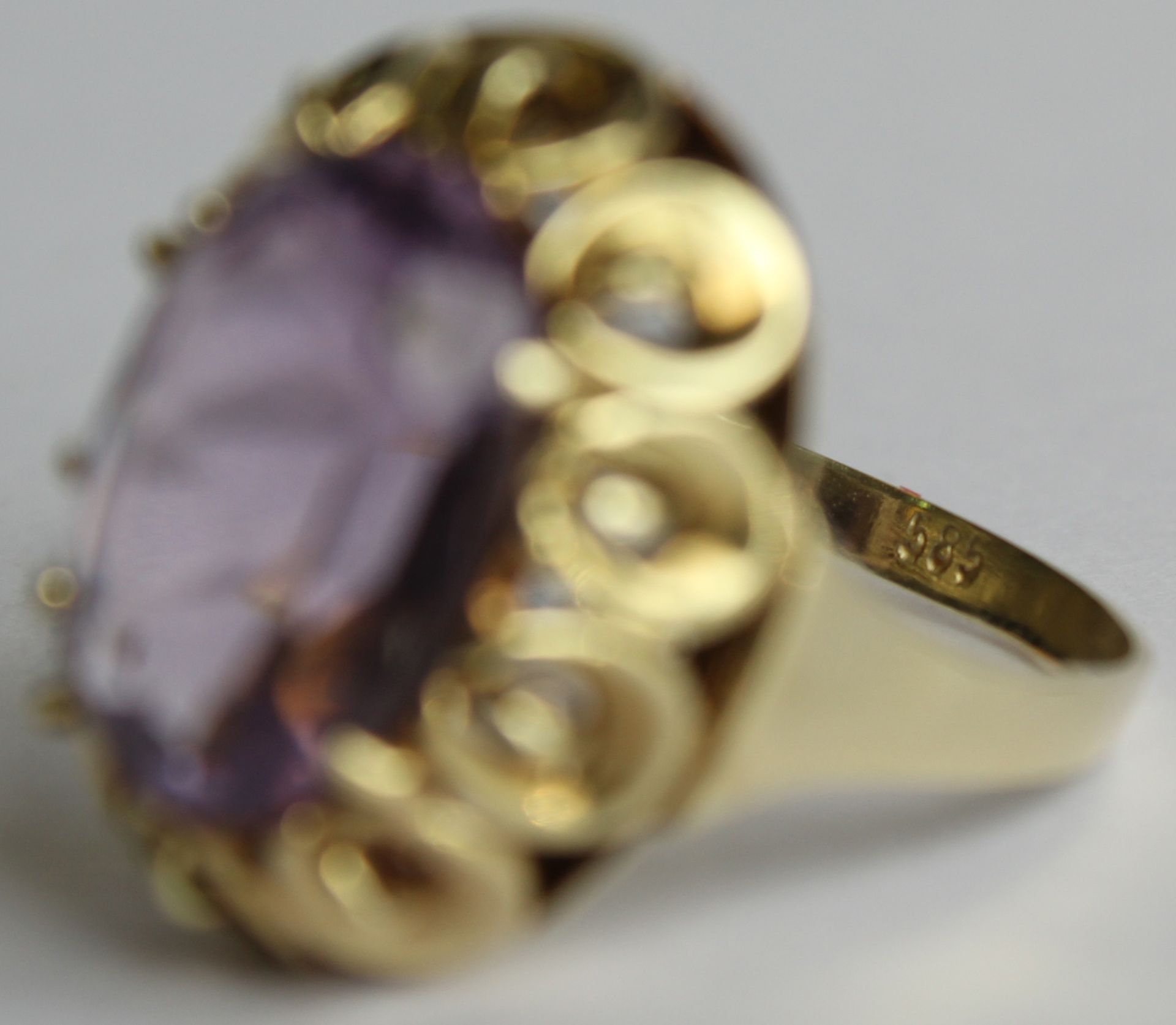 Jugendstil Ring Gold gestempelt 585 mit Amethyst. - Bild 3 aus 8