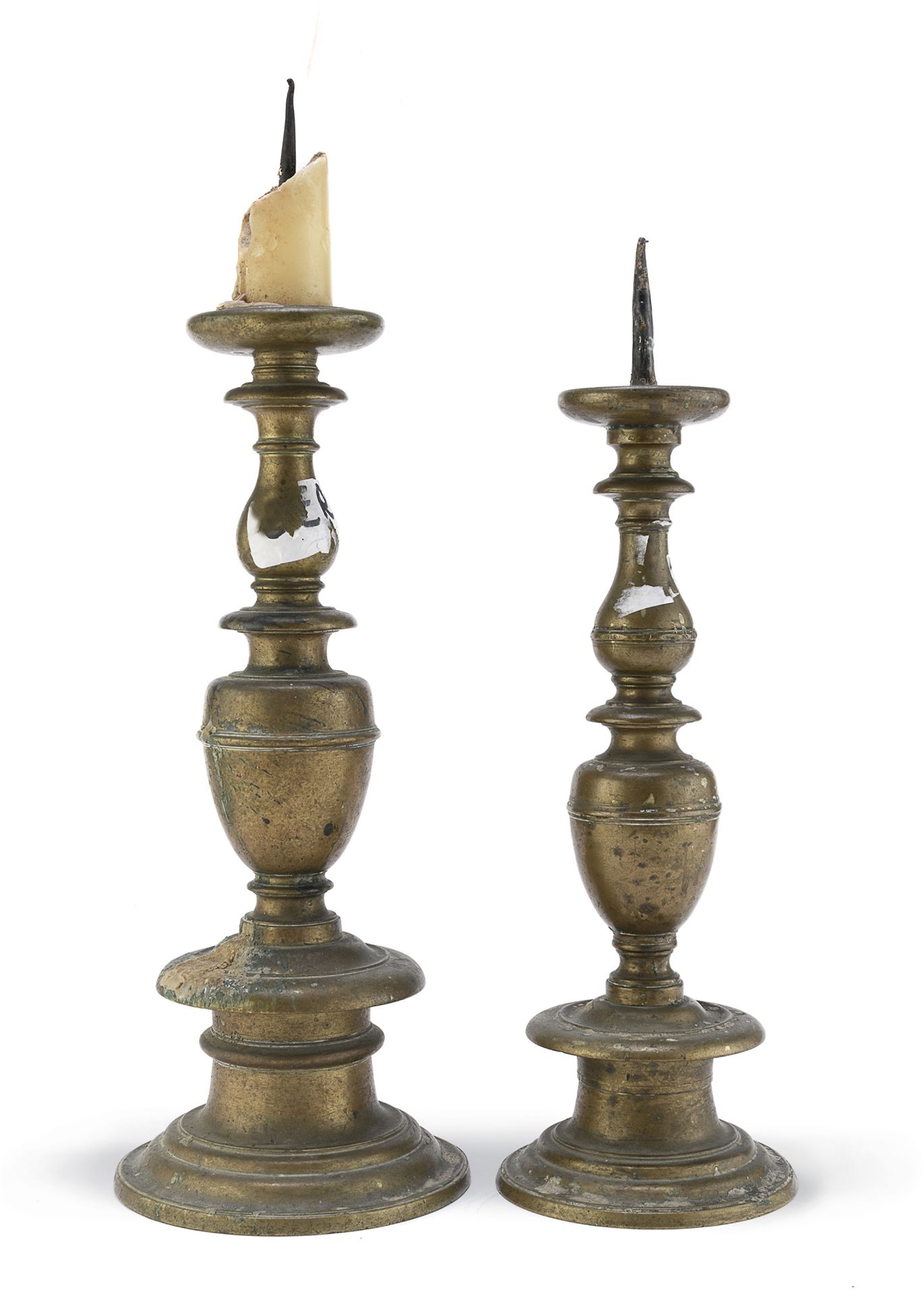 TWO BRONZE CANDLESTICKS CENTRAL ITALY 18TH CENTURY