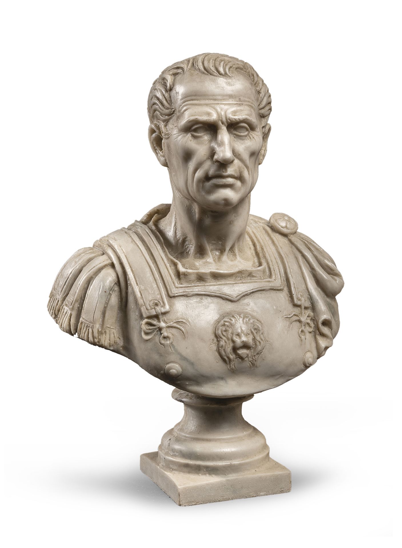 BUST OF CAESAR IN MARBLE DUST AND PLASTER EARLY 20TH CENTURY