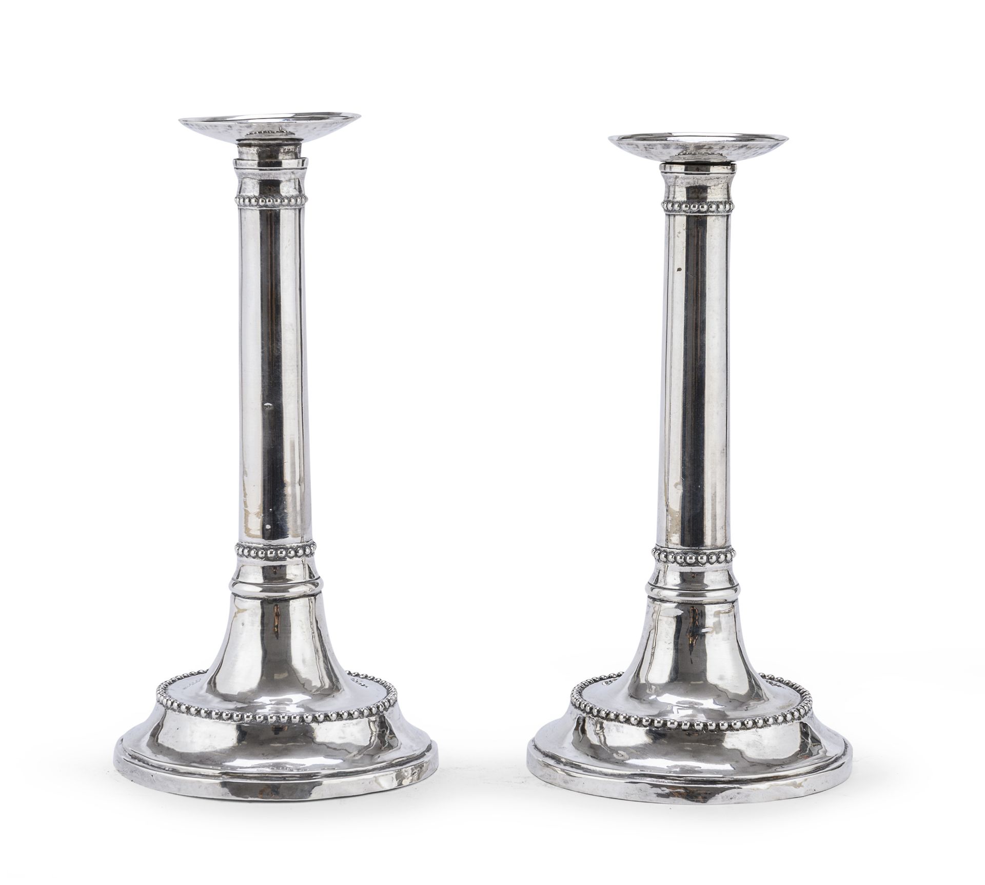 PAIR OF SILVER CANDLESTICKS NAPLES END OF THE 18TH CENTURY