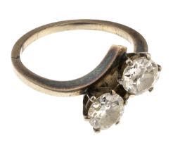 SILVER CONTRAIRE RING WITH TWO DIAMONDS