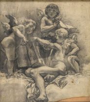 ITALIAN PENCIL AND CHARCOAL DRAWING 19th CENTURY