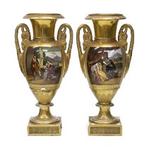 BEAUTIFUL PAIR OF PORCELAIN VASES PROBABLY NAPLES EARLY 19TH CENTURY