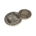 TWO COMMEMORATIVE SILVER COINS 20TH CENTURY